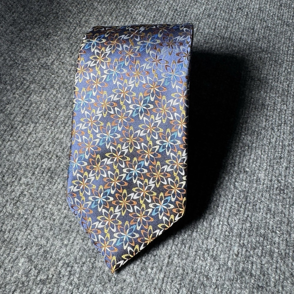 Jhane Barnes Men's 100% Silk Necktie JAPAN Designer Geometric Floral Multicolor - Picture 3 of 11